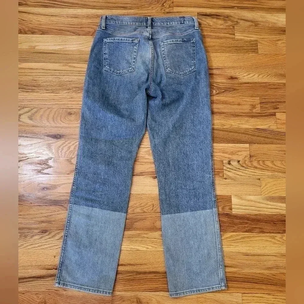 7 For All Mankind Edie Highrise Patchwork Slightly Distressed Straight Jeans(26)